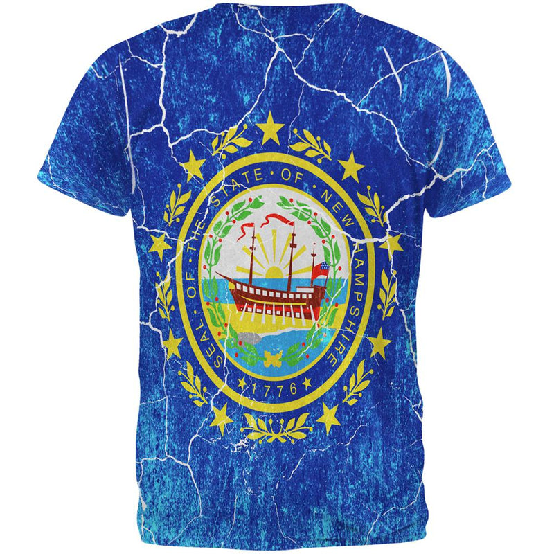 New Hampshire Vintage Distressed State Flag All Over Mens T Shirt Men's T-Shirts Old Glory