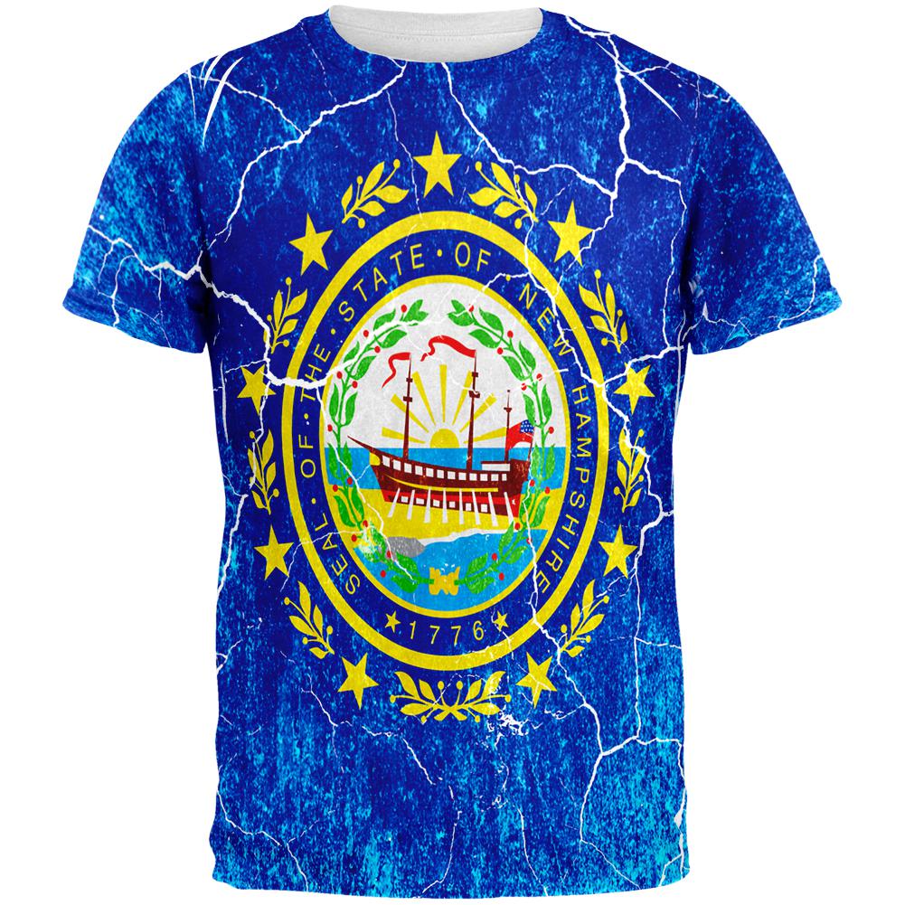 New Hampshire Vintage Distressed State Flag All Over Mens T Shirt Men's T-Shirts Old Glory 2XL Multi