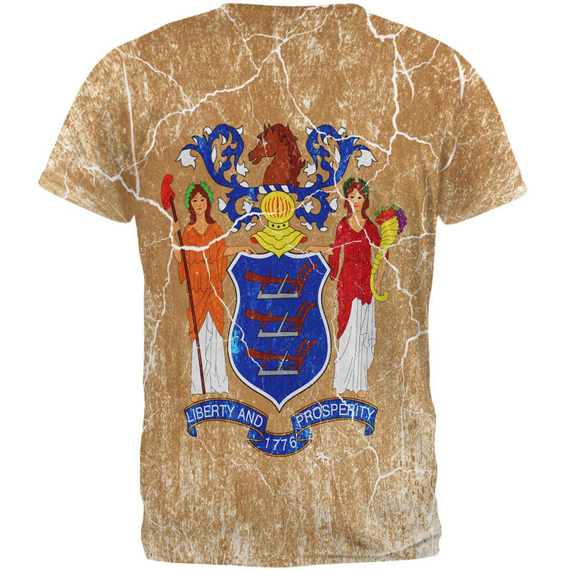 New Jersey Vintage Distressed State Flag All Over Mens T Shirt Men's T-Shirts Old Glory