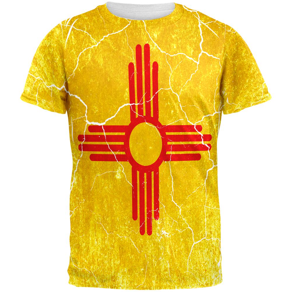 New Mexico Vintage Distressed State Flag All Over Mens T Shirt Men's T-Shirts Old Glory 2XL Multi