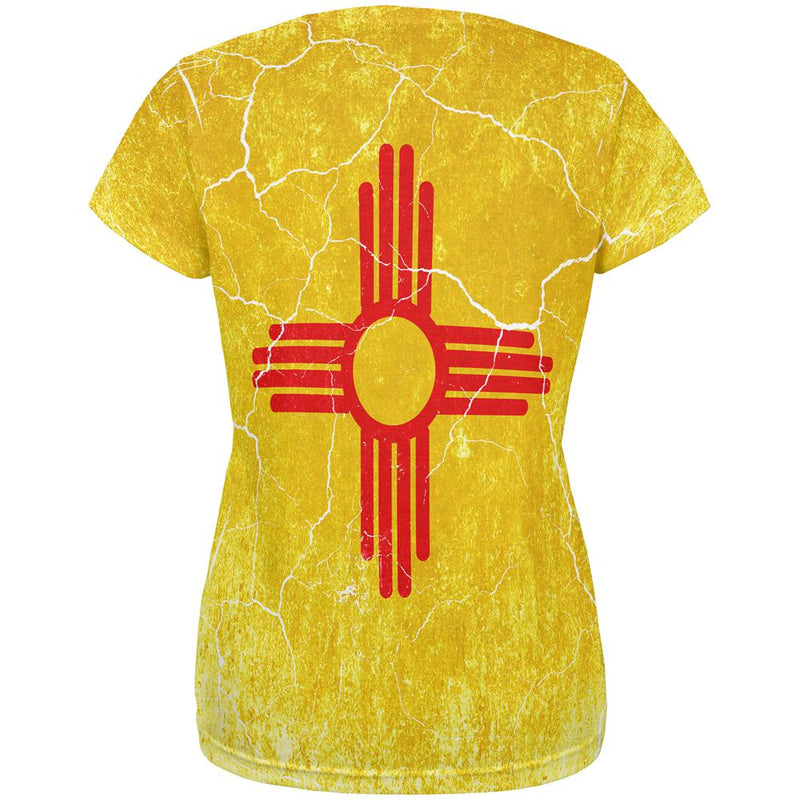 New Mexico Vintage Distressed State Flag All Over Womens T Shirt Women's T-Shirts Old Glory