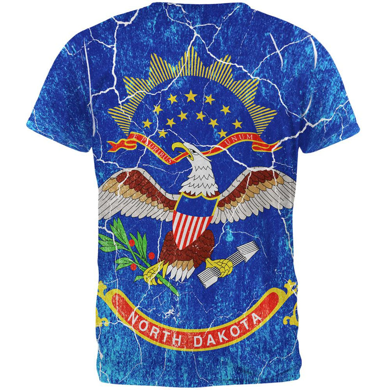 North Dakota Vintage Distressed State Flag All Over Mens T Shirt Men's T-Shirts Old Glory