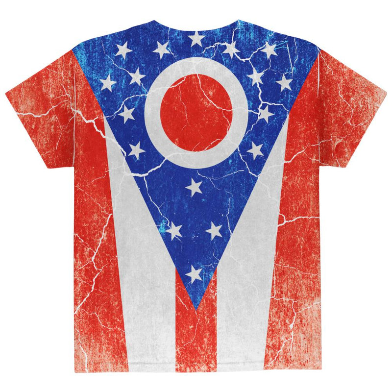 Ohio Vintage Distressed State Flag All Over Youth T Shirt Youth T-Shirts Old Glory