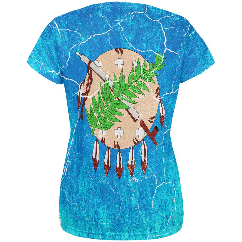 Oklahoma Vintage Distressed State Flag All Over Womens T Shirt Women's T-Shirts Old Glory