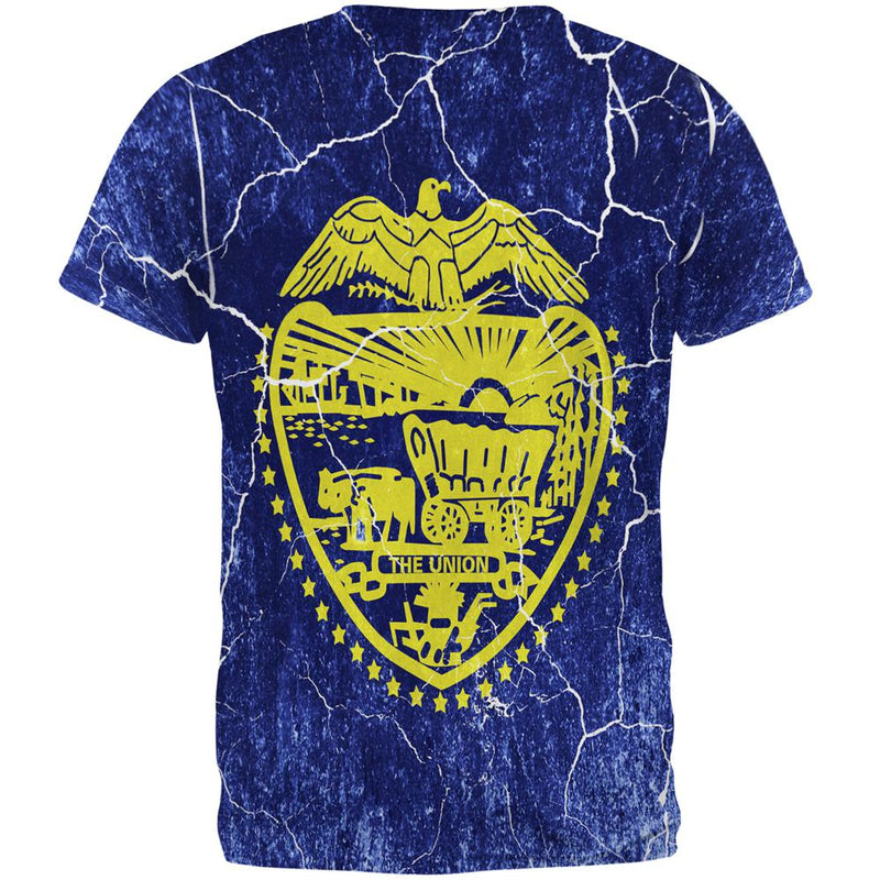 Oregon Vintage Distressed State Flag All Over Mens T Shirt Men's T-Shirts Old Glory