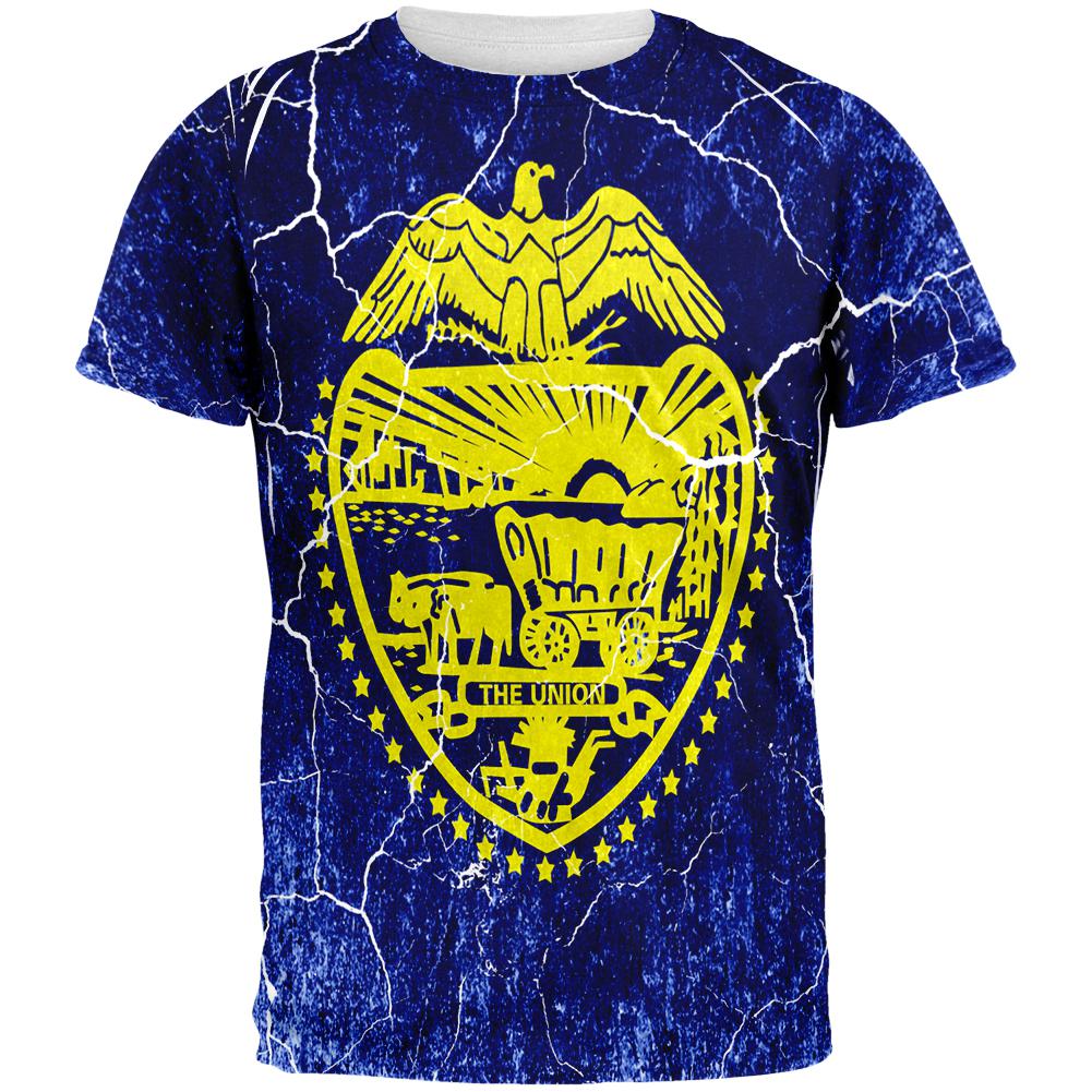Oregon Vintage Distressed State Flag All Over Mens T Shirt Men's T-Shirts Old Glory 2XL Multi