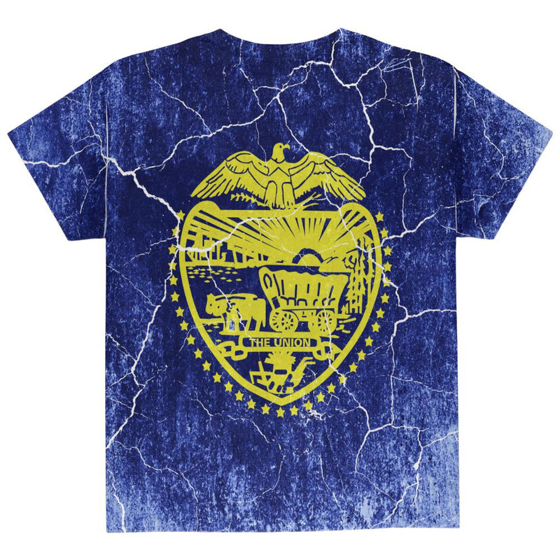 Oregon Vintage Distressed State Flag All Over Youth T Shirt Youth T-Shirts Old Glory