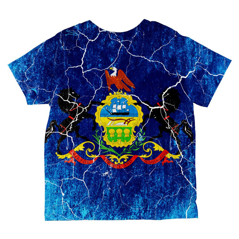 Pennsylvania Vintage Distressed State Flag All Over Toddler T Shirt Toddler T-Shirts Old Glory