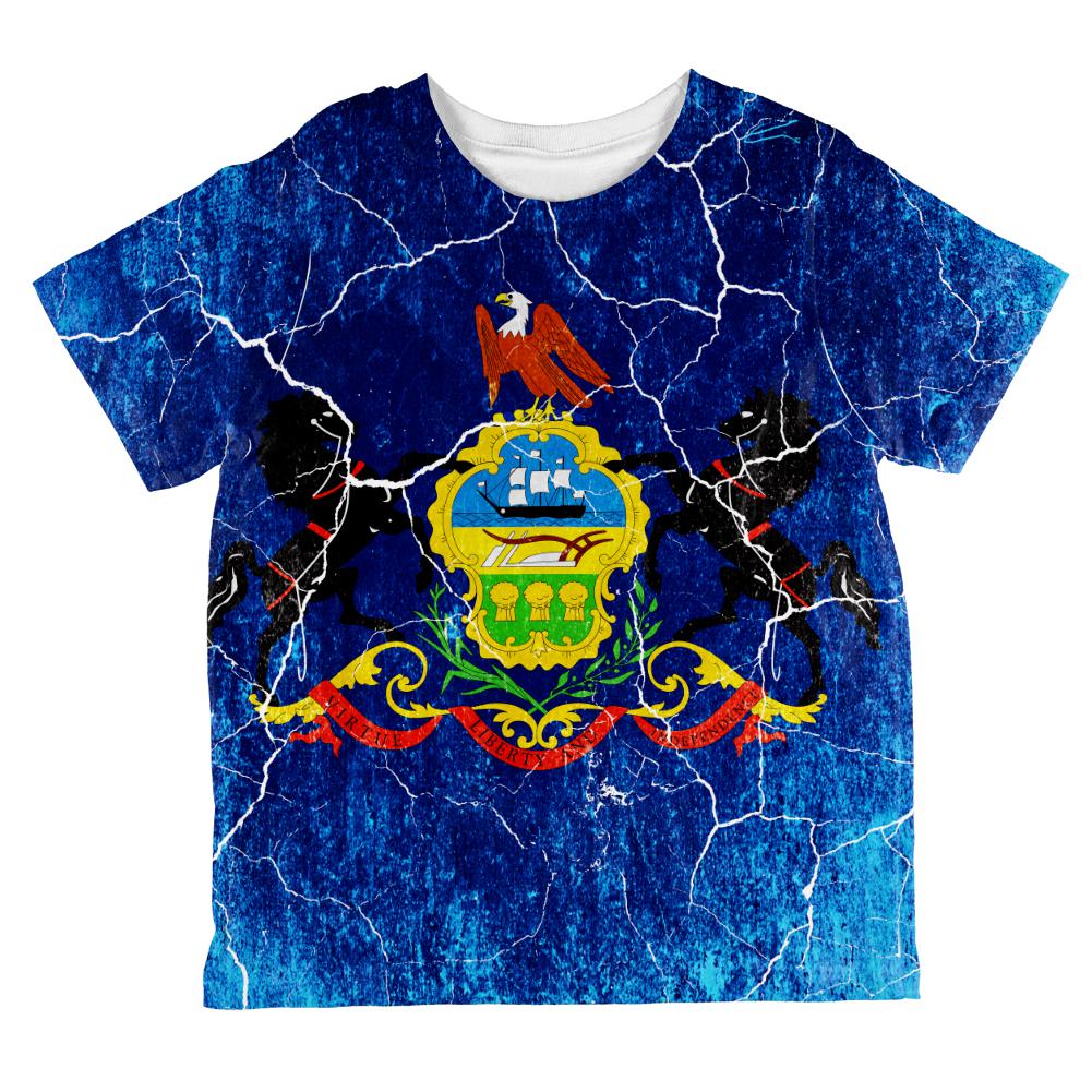 Pennsylvania Vintage Distressed State Flag All Over Toddler T Shirt Toddler T-Shirts Old Glory 2T Multi