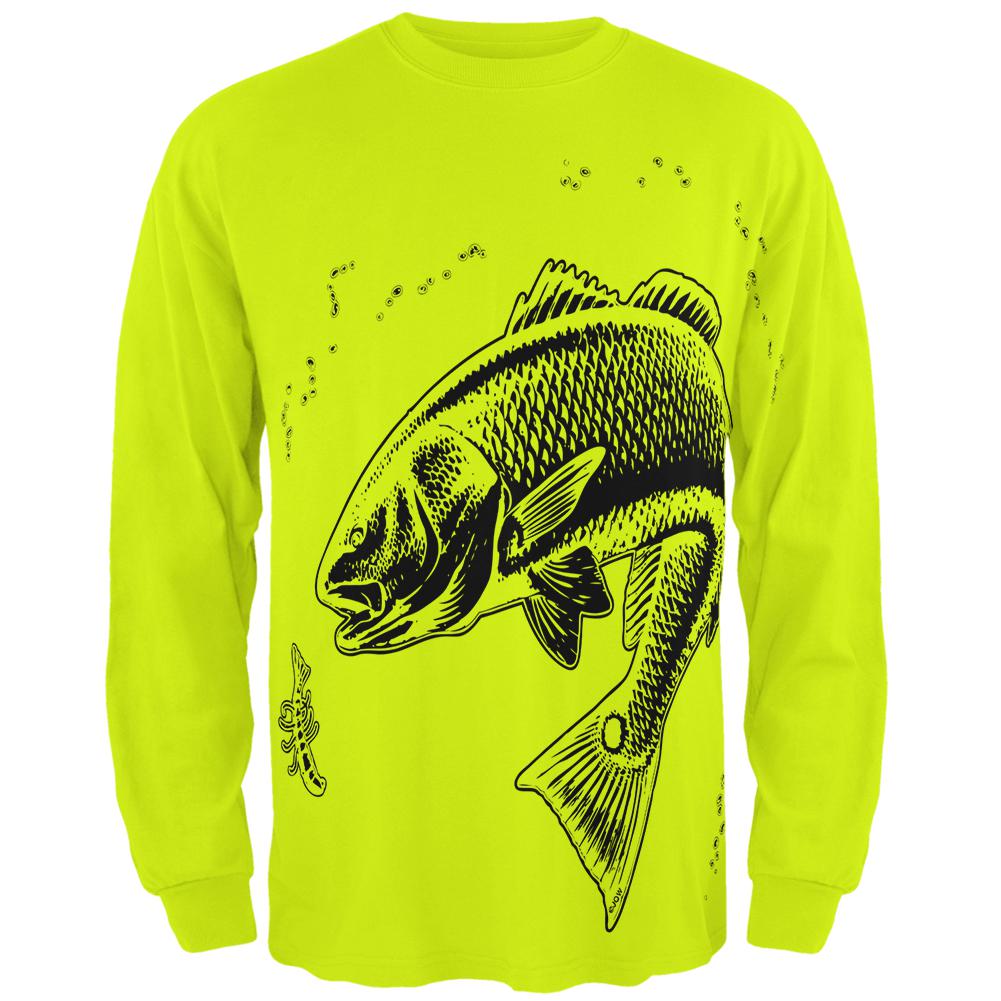 Redfish Red Drum Fish Mens Long Sleeve T Shirt Men's Long Sleeves Old Glory 2XL Safety Green