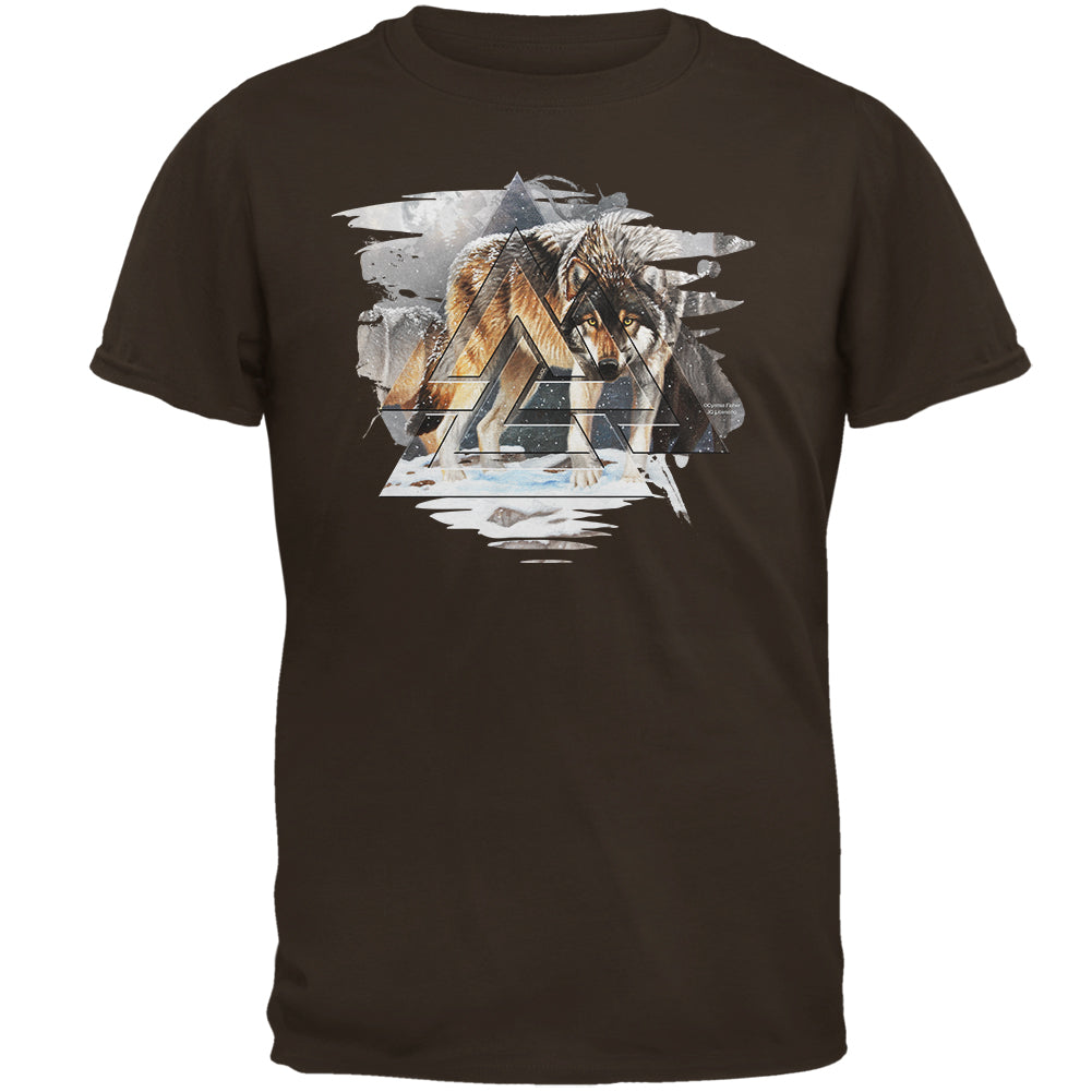 Nordic Wolves of Winter Mens T Shirt Men's T-Shirts Old Glory 2XL Brown