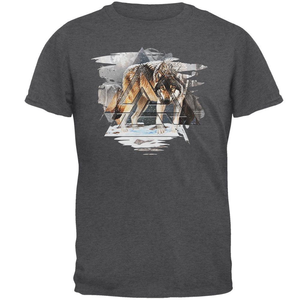 Nordic Wolves of Winter Mens T Shirt Men's T-Shirts Old Glory 3XL Dark Heather