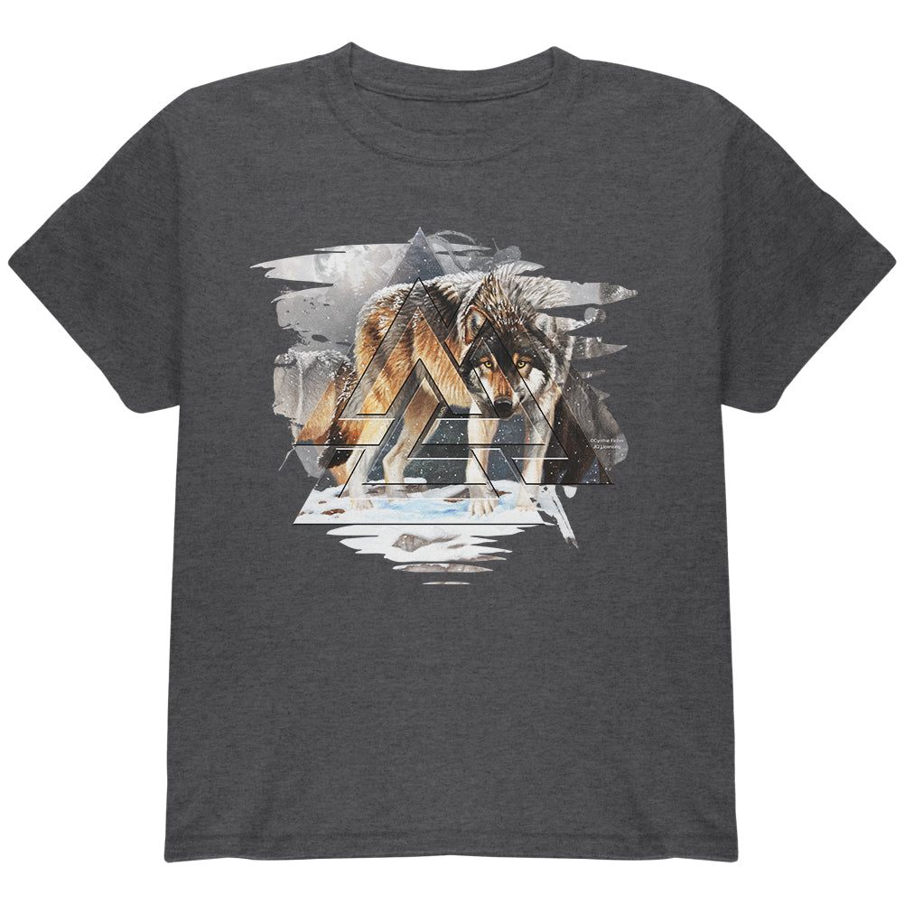Nordic Wolves of Winter Youth T Shirt Youth T-Shirts Old Glory YLG Dark Heather
