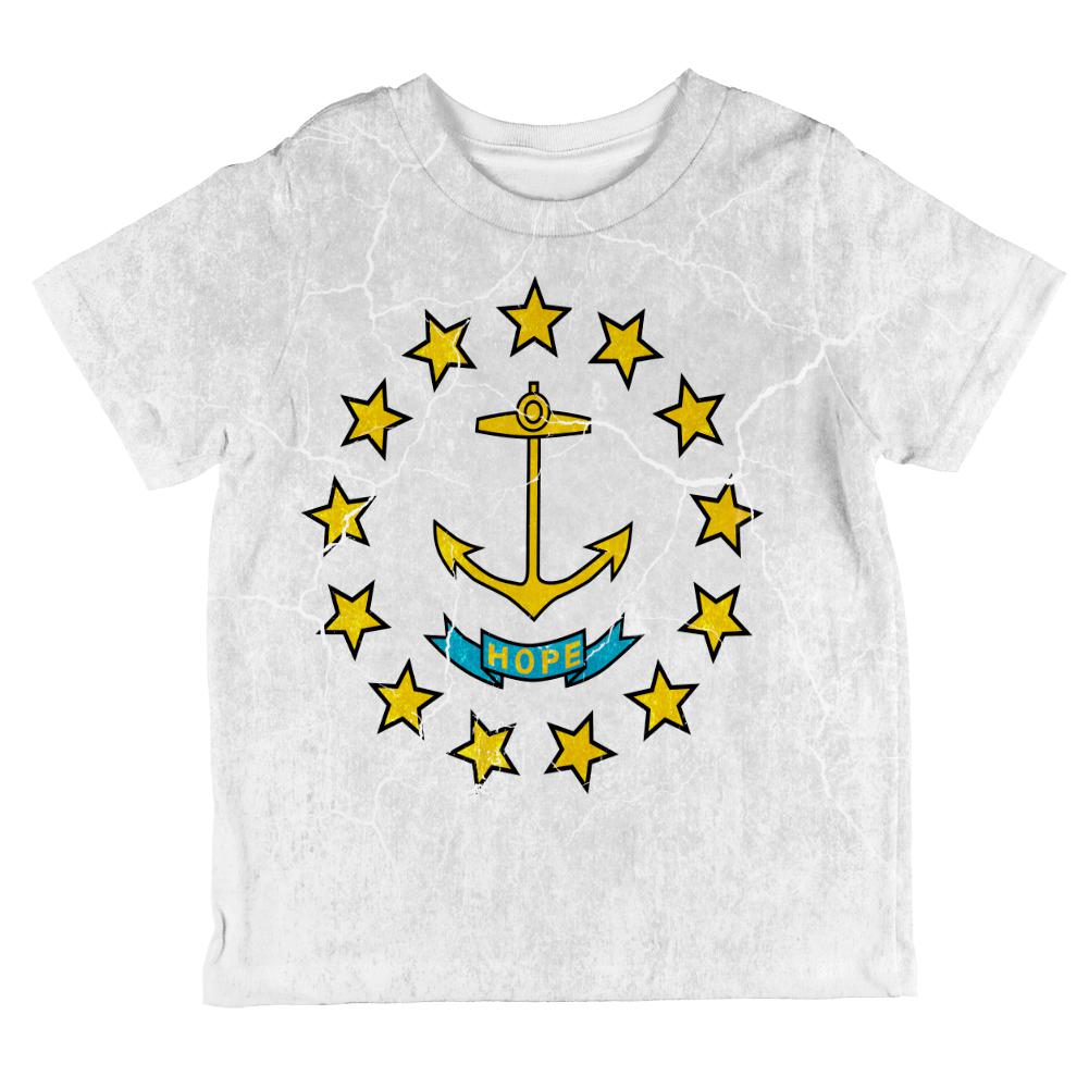 Rhode Island Vintage Distressed State Flag All Over Toddler T Shirt Toddler T-Shirts Old Glory 2T Multi