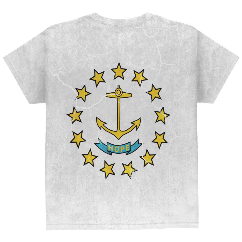 Rhode Island Vintage Distressed State Flag All Over Youth T Shirt Youth T-Shirts Old Glory