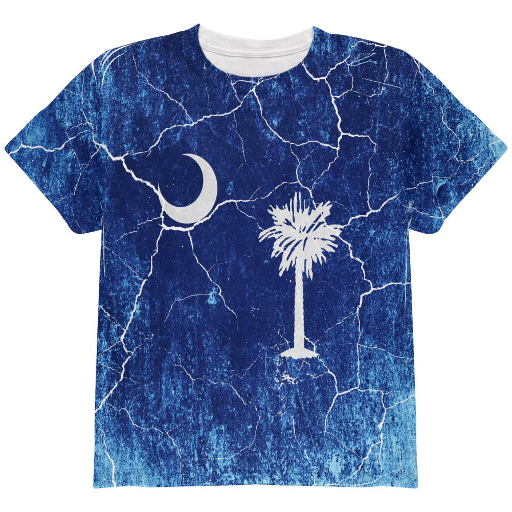 South Carolina Vintage Distressed State Flag All Over Youth T Shirt Youth T-Shirts Old Glory LG Multi