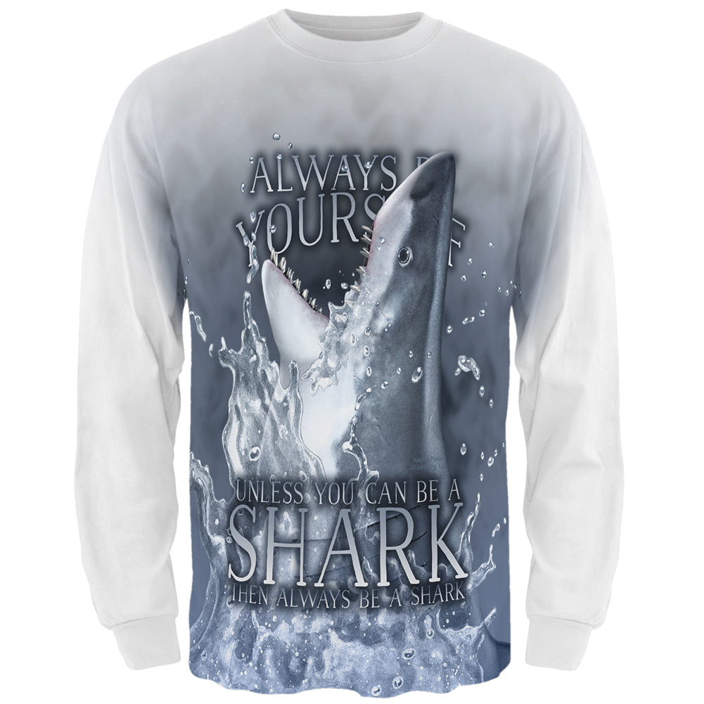 Always Be Yourself Unless Great White Shark All Over Mens Long Sleeve T Shirt Men's Long Sleeves Old Glory 2XL Multi
