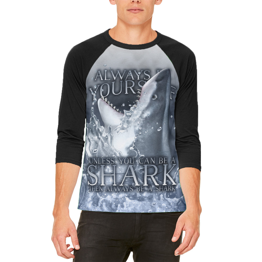 Always Be Yourself Unless Great White Shark Mens Raglan T Shirt Men's T-Shirts Old Glory LG White-Black
