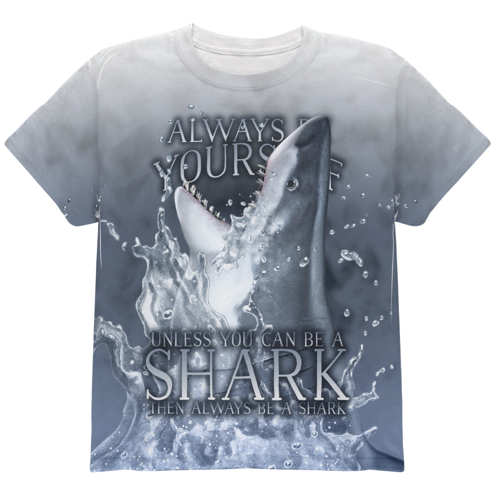 Always Be Yourself Unless Great White Shark All Over Youth T Shirt Youth T-Shirts Old Glory YLG Multi