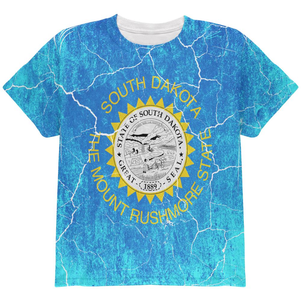 South Dakota Vintage Distressed State Flag All Over Youth T Shirt Youth T-Shirts Old Glory LG Multi