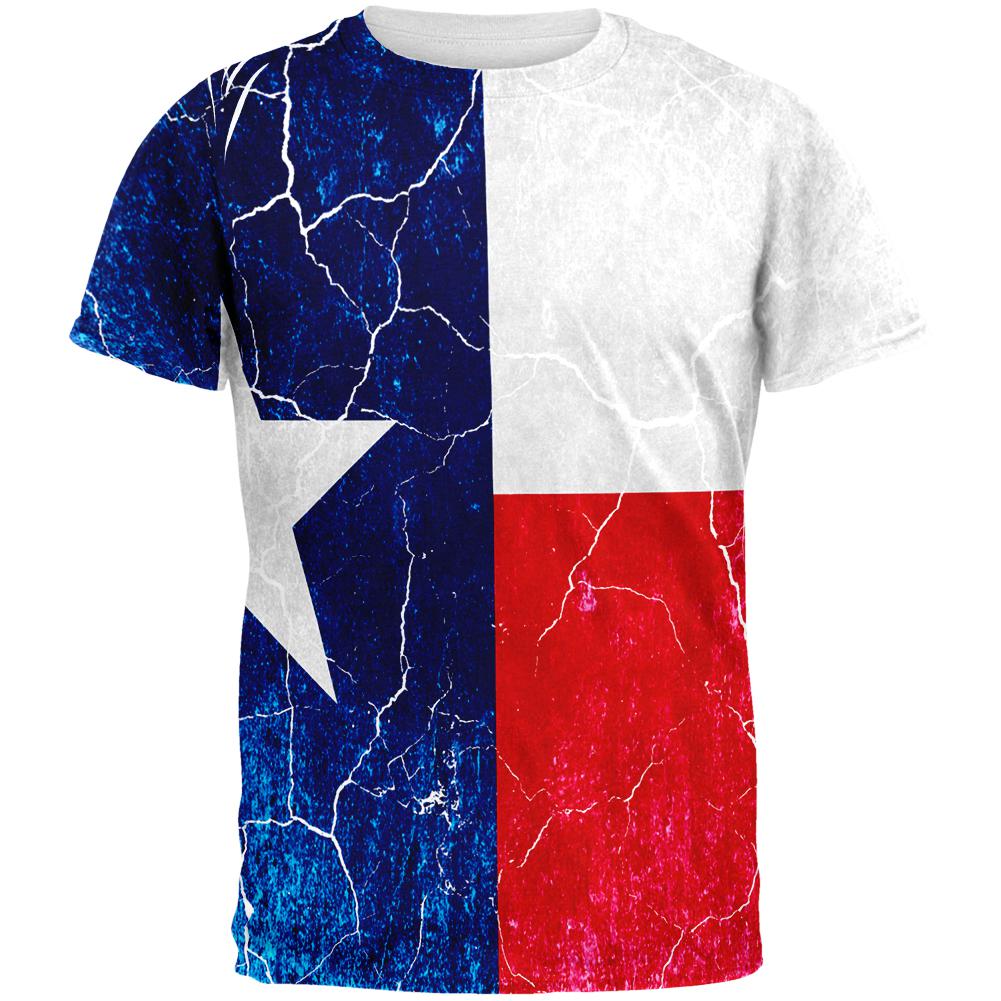 Texas Vintage Distressed State Flag All Over Mens T Shirt Men's T-Shirts Old Glory 2XL Multi
