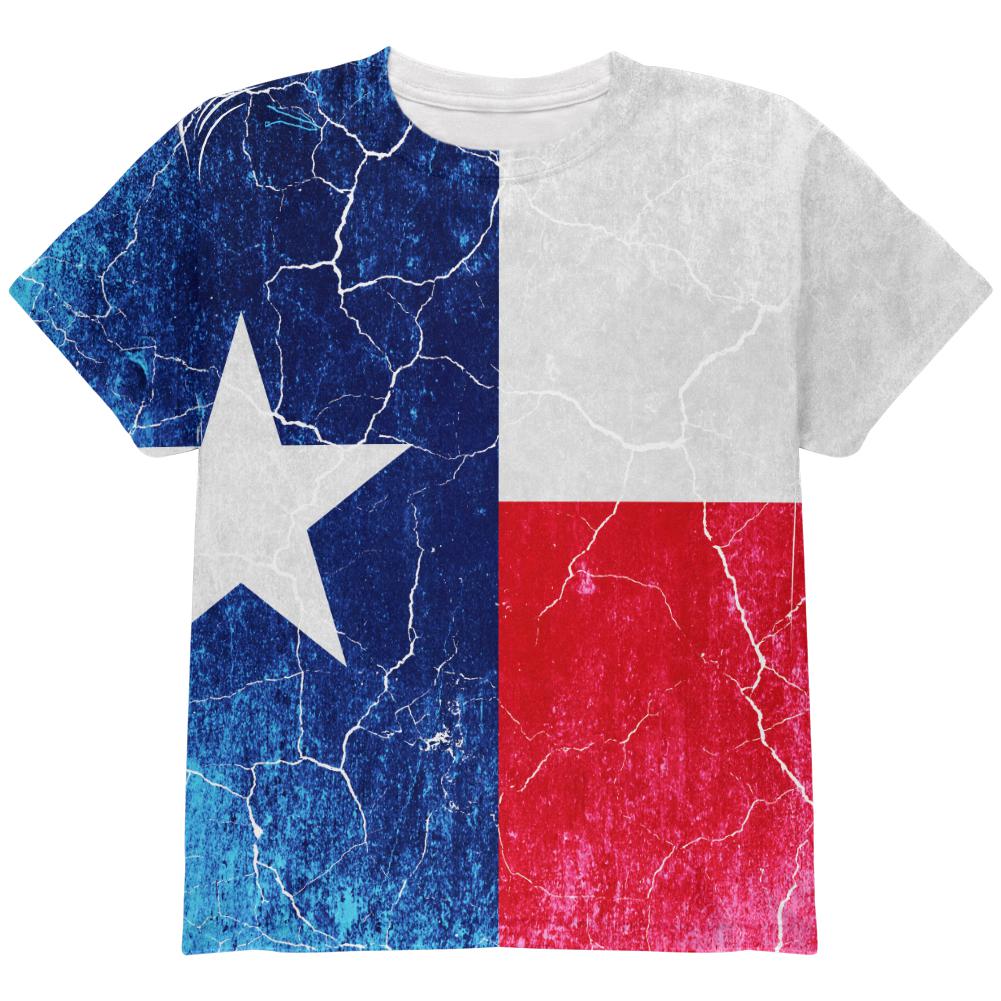 Texas Vintage Distressed State Flag All Over Youth T Shirt Youth T-Shirts Old Glory LG Multi