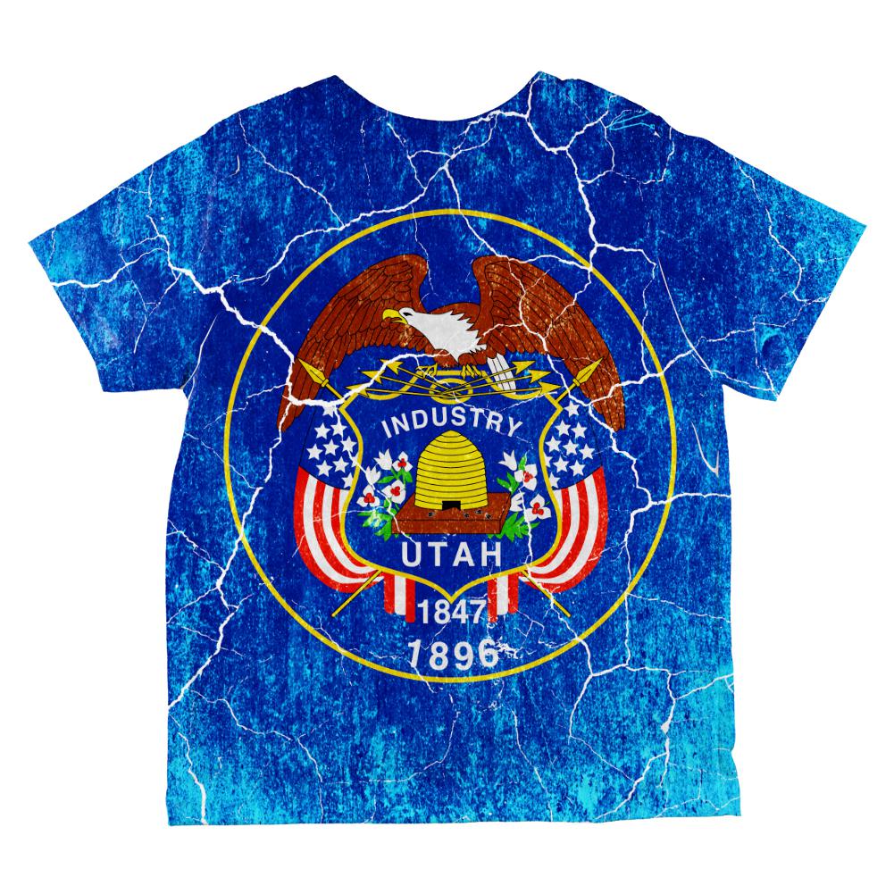Utah Vintage Distressed State Flag All Over Toddler T Shirt Toddler T-Shirts Old Glory