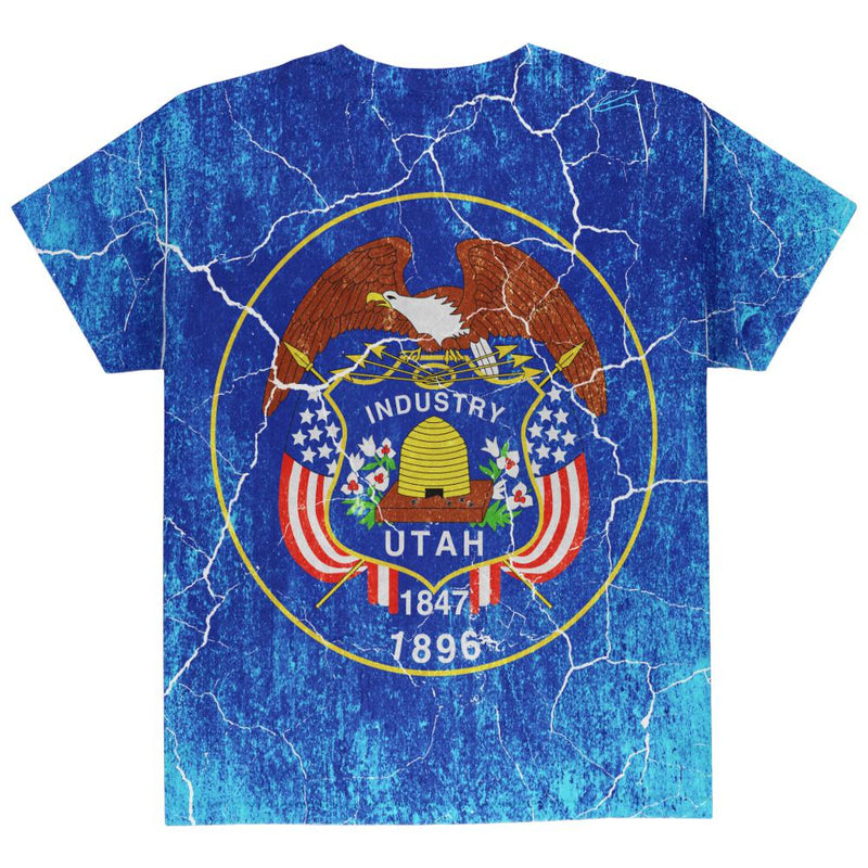 Utah Vintage Distressed State Flag All Over Youth T Shirt Youth T-Shirts Old Glory