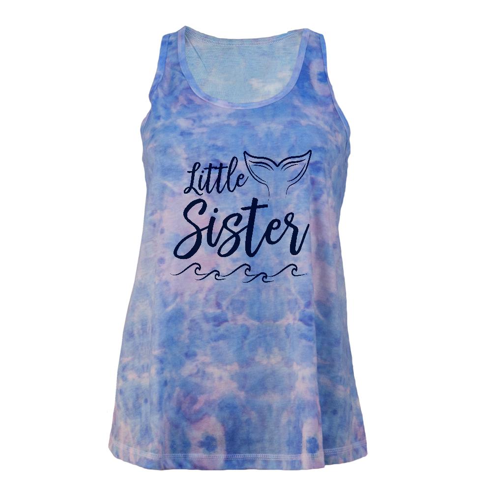 Little Sister Mermaid Tail Ocean Juniors Tie Dye Tank Top Juniors Tank Tops Old Glory LG Multi