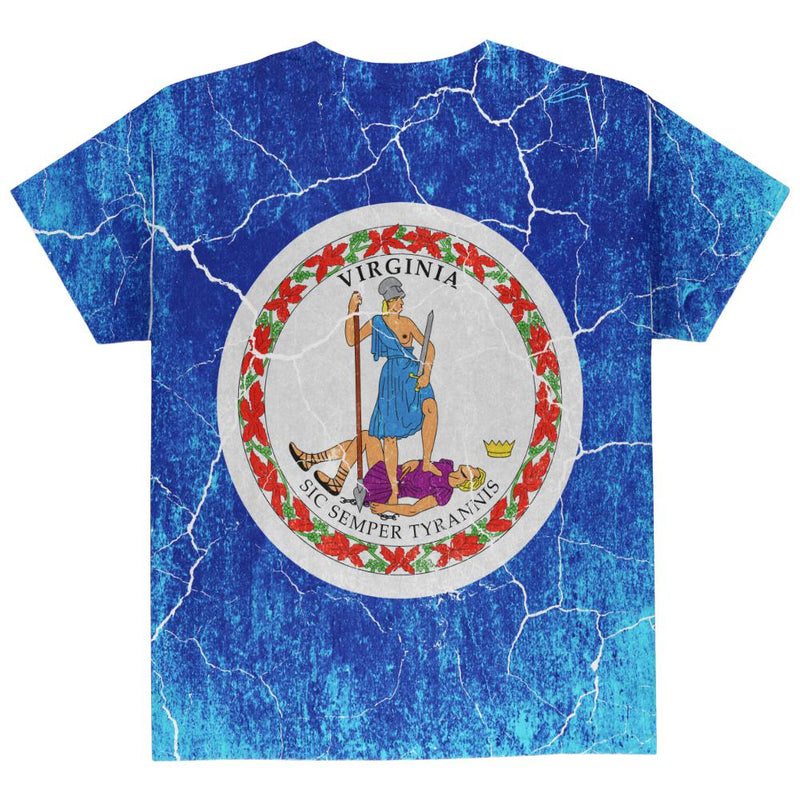 Virginia Vintage Distressed State Flag All Over Youth T Shirt Youth T-Shirts Old Glory