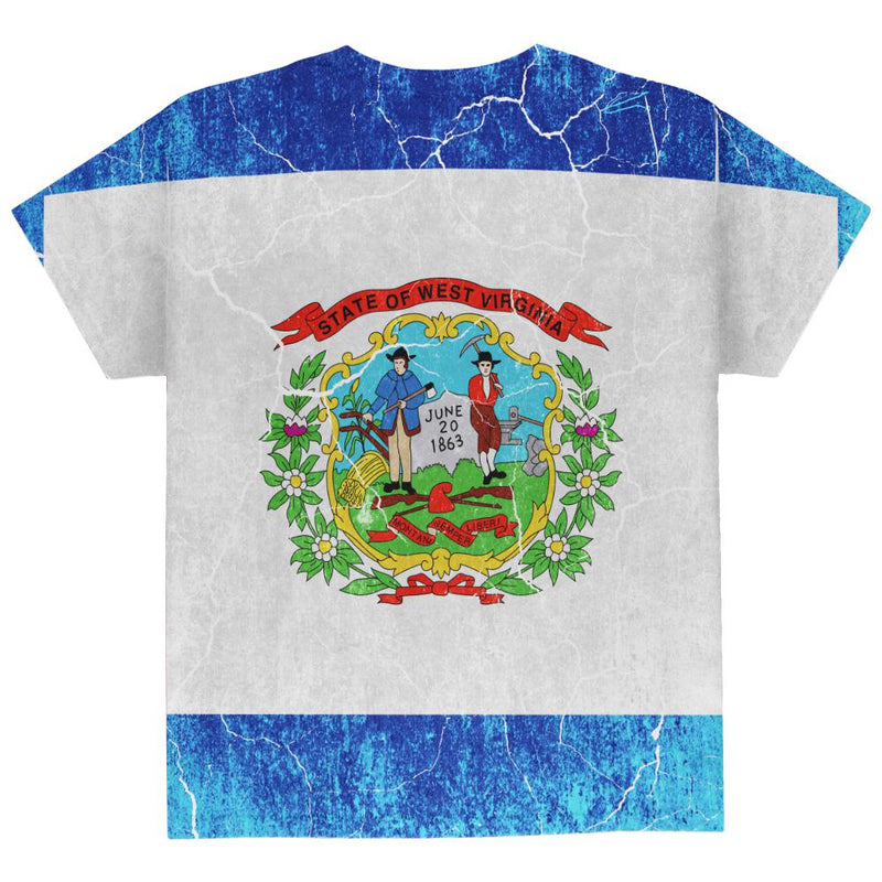 West Virginia Vintage Distressed State Flag All Over Youth T Shirt Youth T-Shirts Old Glory