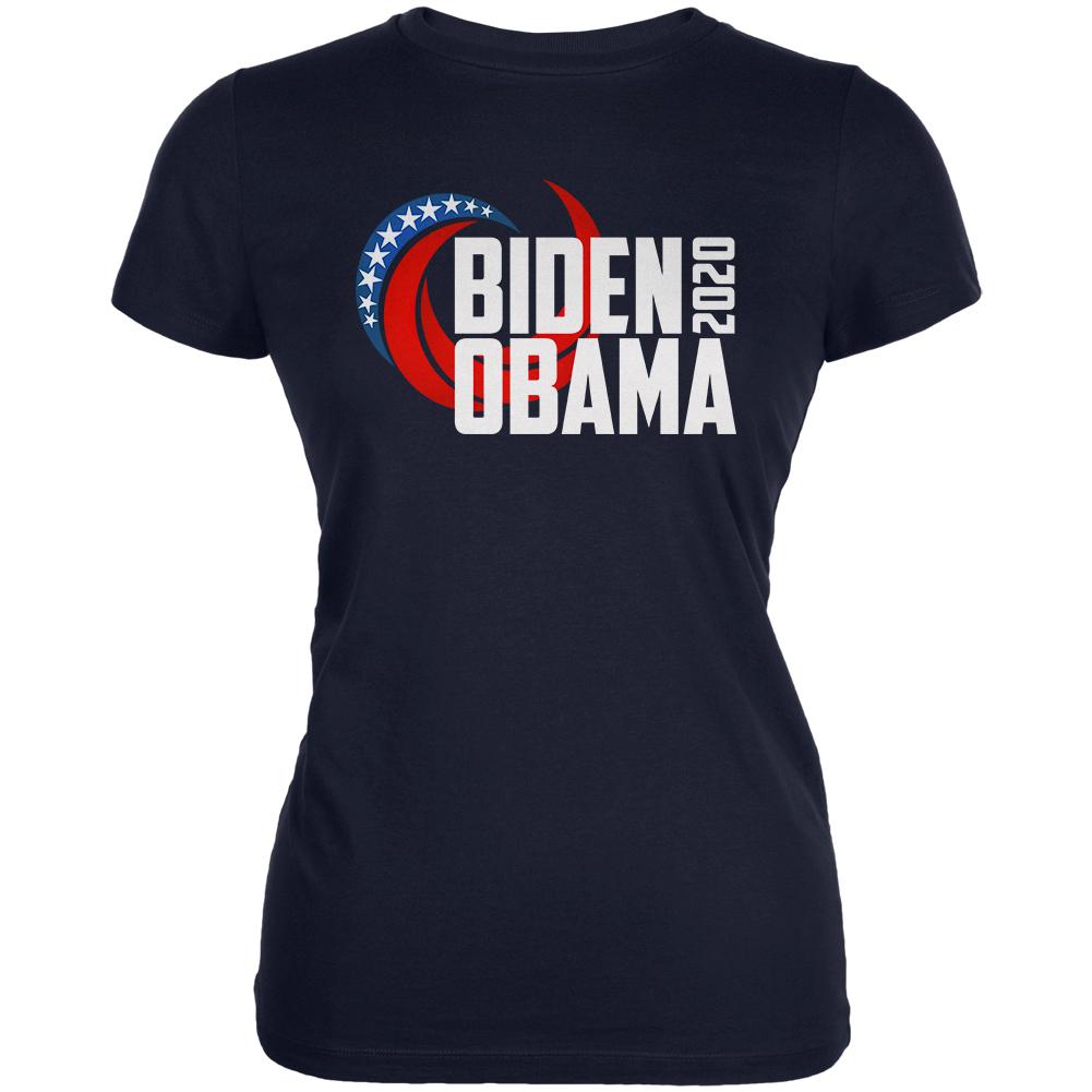Presidential Election 2020 Biden Obama Swoosh Juniors Soft T Shirt Juniors T-Shirts Old Glory SM Navy