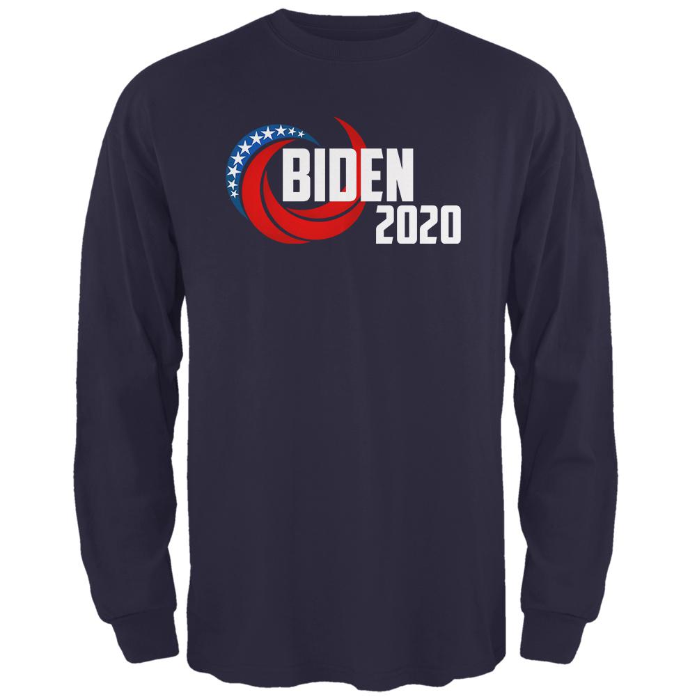 Presidential Election 2020 Joe Biden Swoosh Mens Long Sleeve T Shirt Men's Long Sleeves Old Glory SM Navy