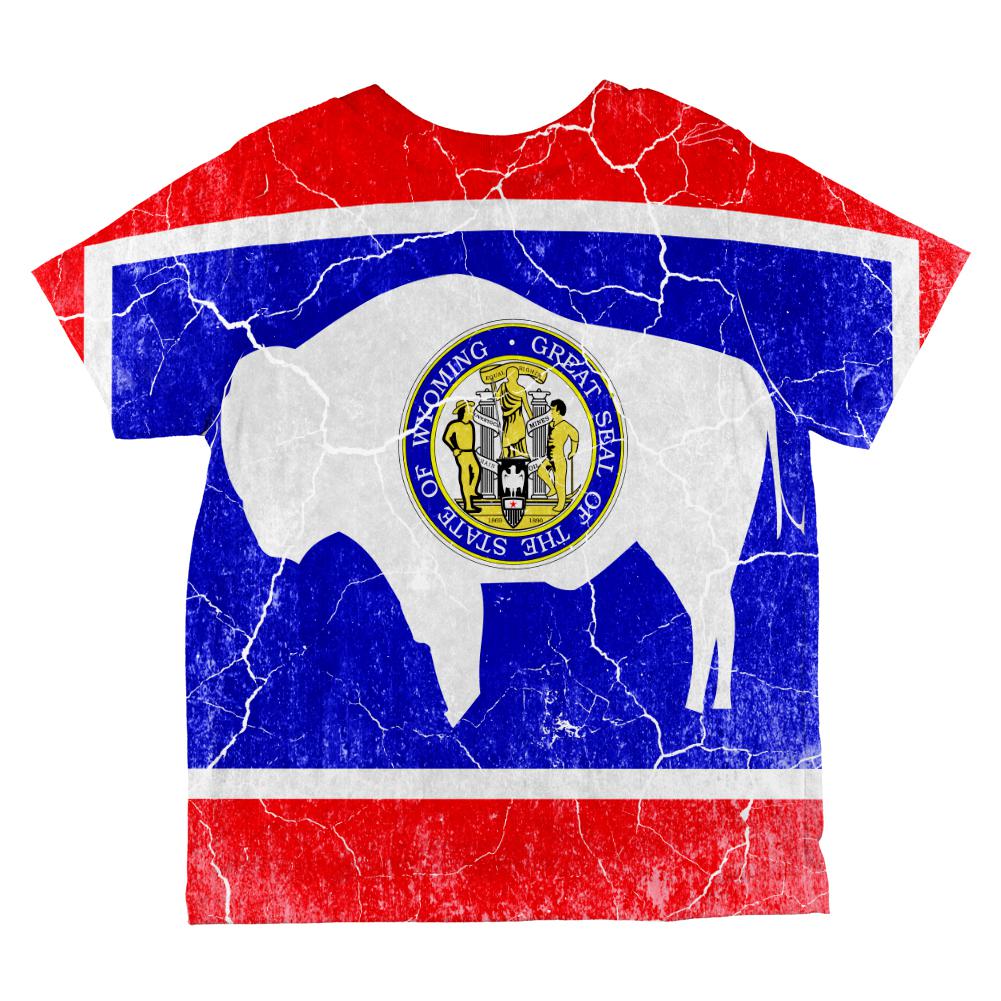 Wyoming Vintage Distressed State Flag All Over Toddler T Shirt Toddler T-Shirts Old Glory