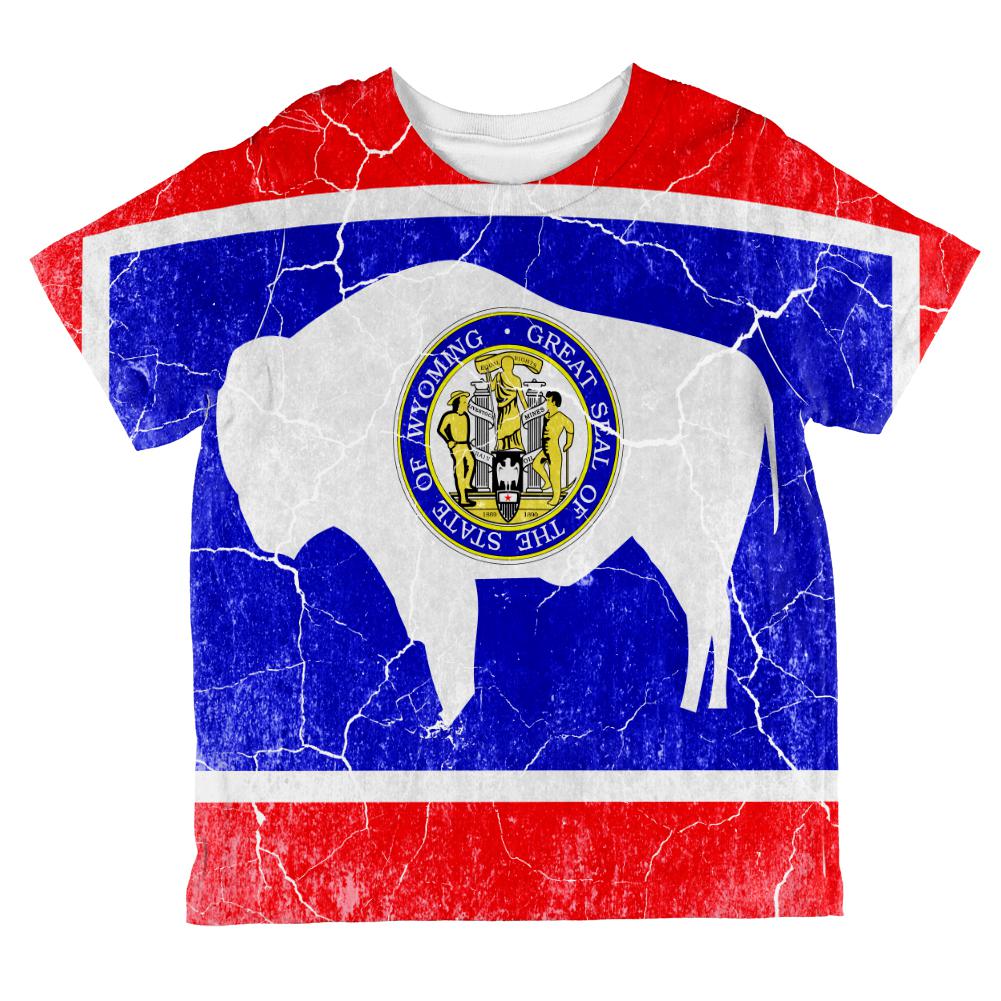 Wyoming Vintage Distressed State Flag All Over Toddler T Shirt Toddler T-Shirts Old Glory 2T Multi