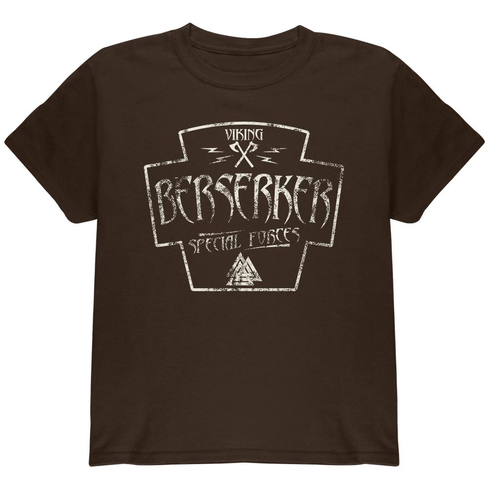 Berserker Viking Special Forces Retro Vintage Youth T Shirt Youth T-Shirts Old Glory LG Brown
