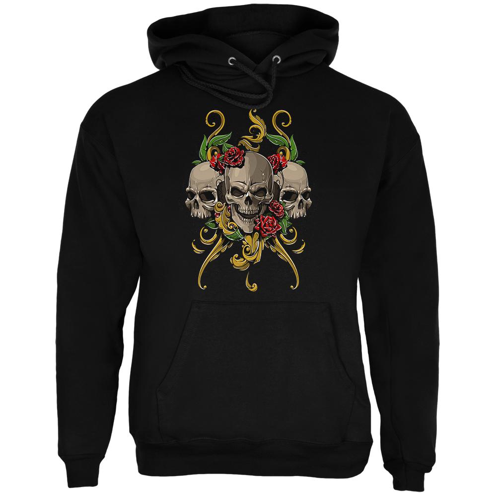 Skulls and Roses Mens Hoodie Men's Hoodies Old Glory 2XL Black