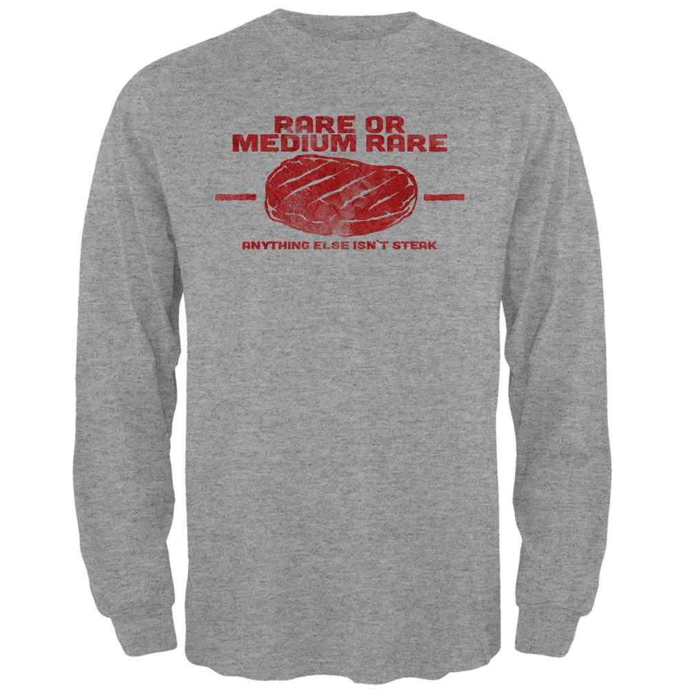 Steak Rare of Medium Rare Mens Long Sleeve T Shirt Men's Long Sleeves Old Glory 2XL Heather