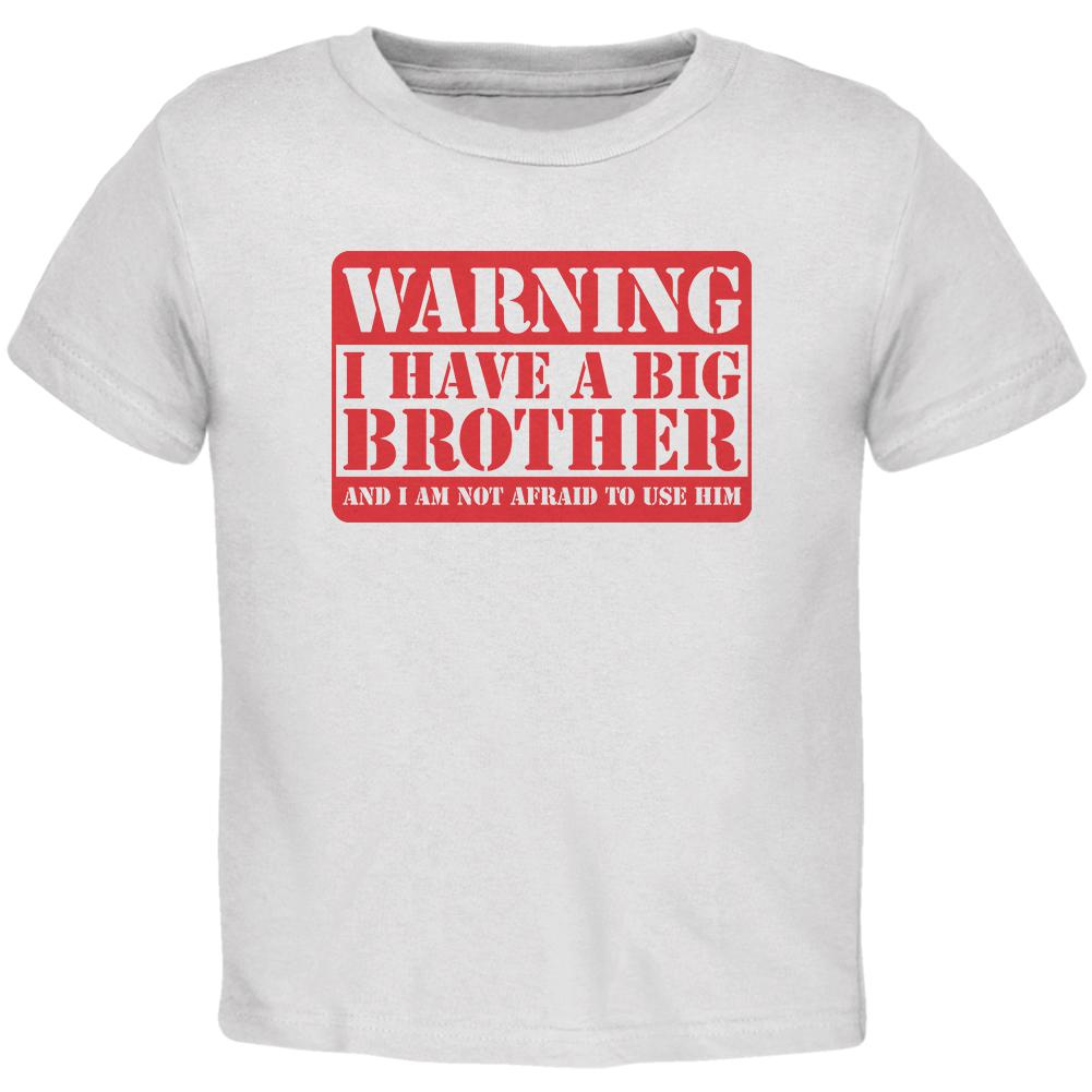Warning Big Brother Baby Crewneck T Shirt Infant & Toddler T-Shirts Old Glory 18-24M White