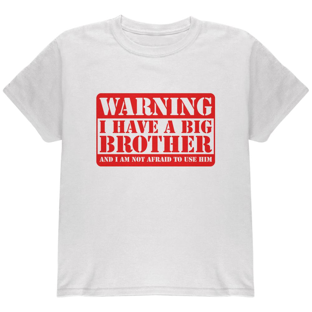 Warning Big Brother Youth T Shirt Youth T-Shirts Old Glory LG White