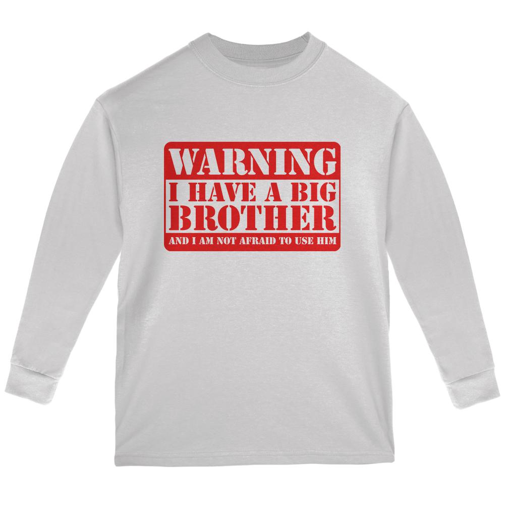 Warning Big Brother Youth Long Sleeve T Shirt Men's Long Sleeves Old Glory LG White