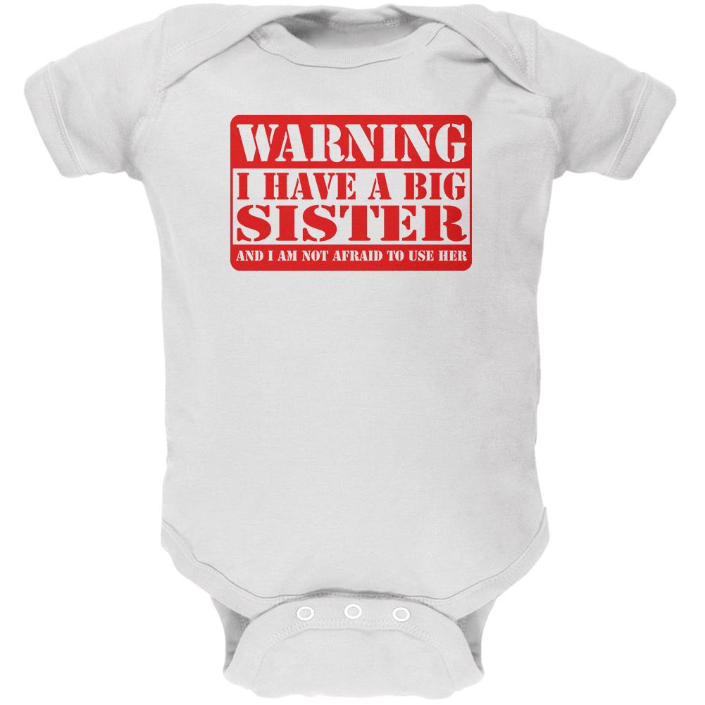 Warning Big Sister Soft Baby One Piece Baby One Piece Old Glory 0-3M White