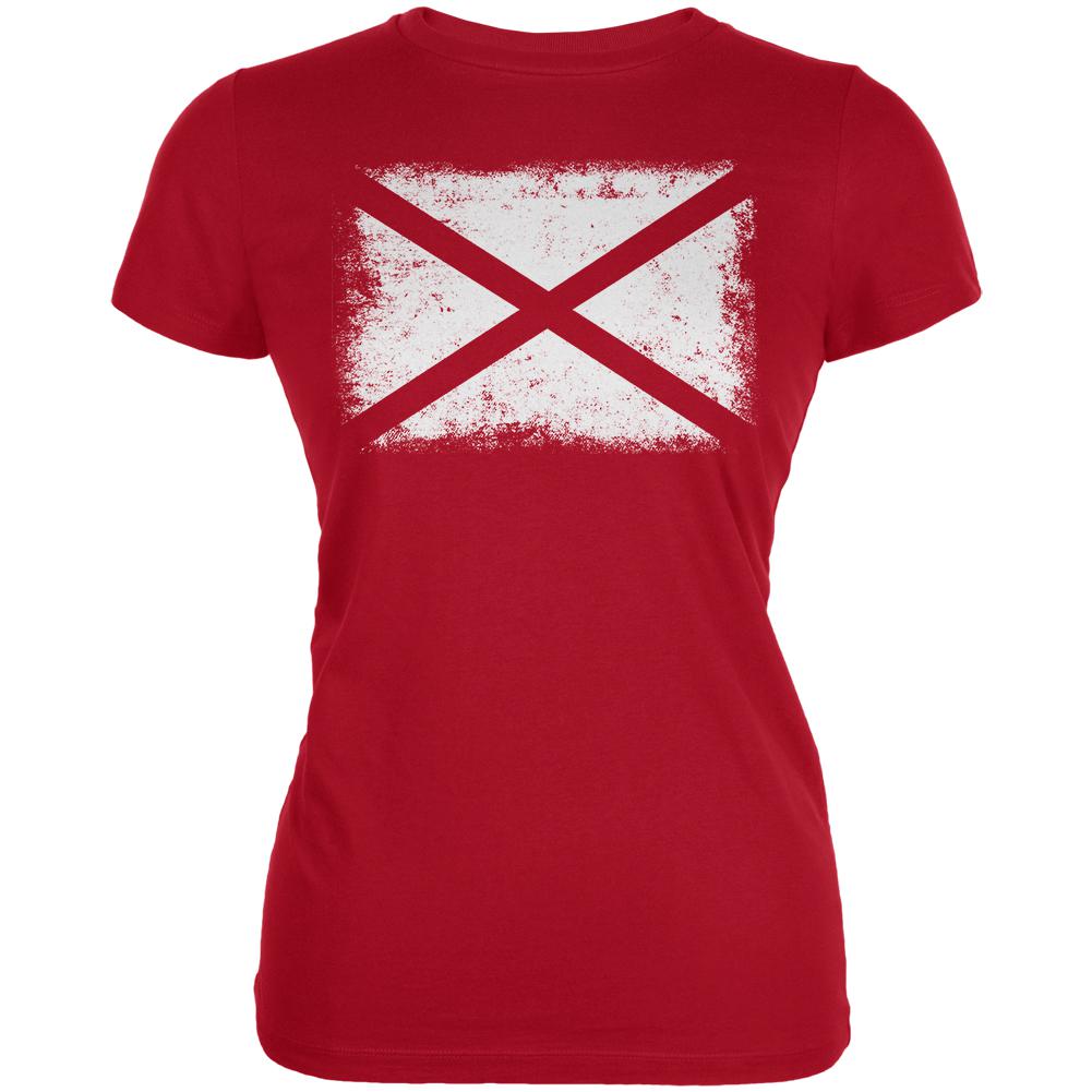 Born and Raised Alabama State Flag Juniors Soft T Shirt Juniors T-Shirts Old Glory 2XL Red