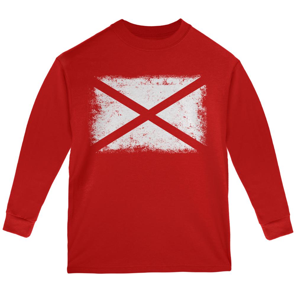 Born and Raised Alabama State Flag Youth Long Sleeve T Shirt Youth Long Sleeves Old Glory LG Red