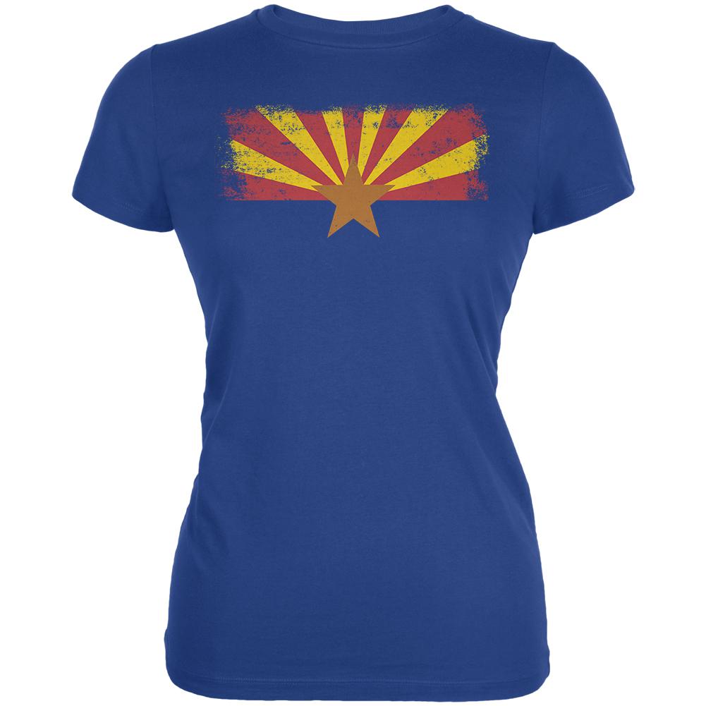 Born and Raised Arizona State Flag Juniors Soft T Shirt Juniors T-Shirts Old Glory 2XL Royal