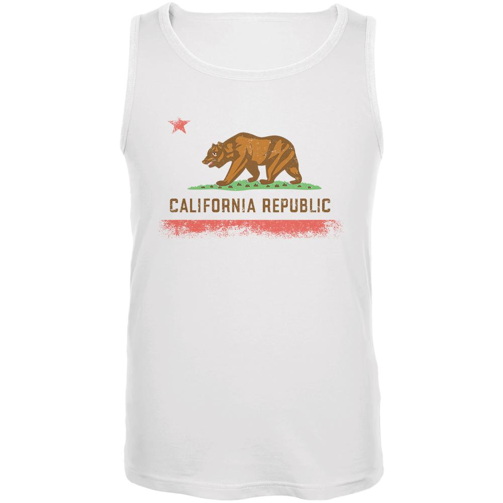 Born and Raised California State Flag Mens Tank Top Men's Tank Tops Old Glory 2XL White