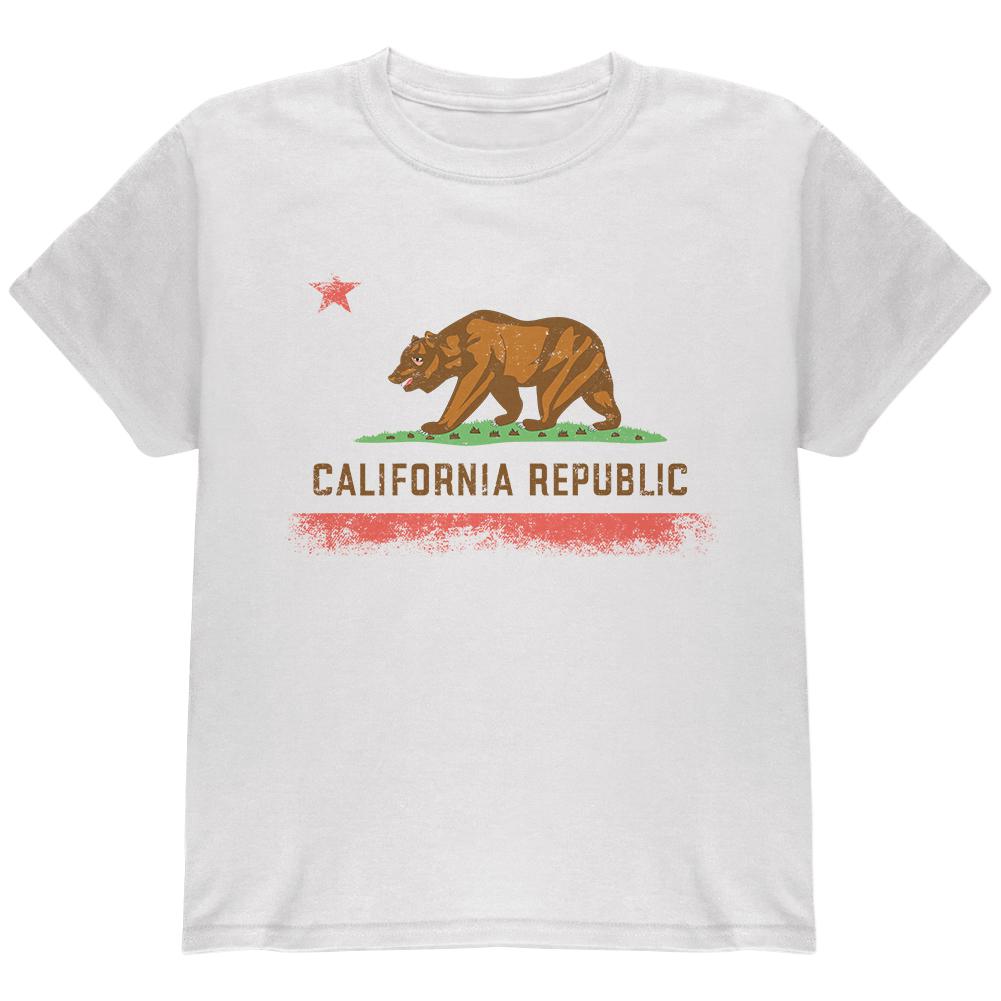 Born and Raised California State Flag Youth T Shirt Youth T-Shirts Old Glory LG White
