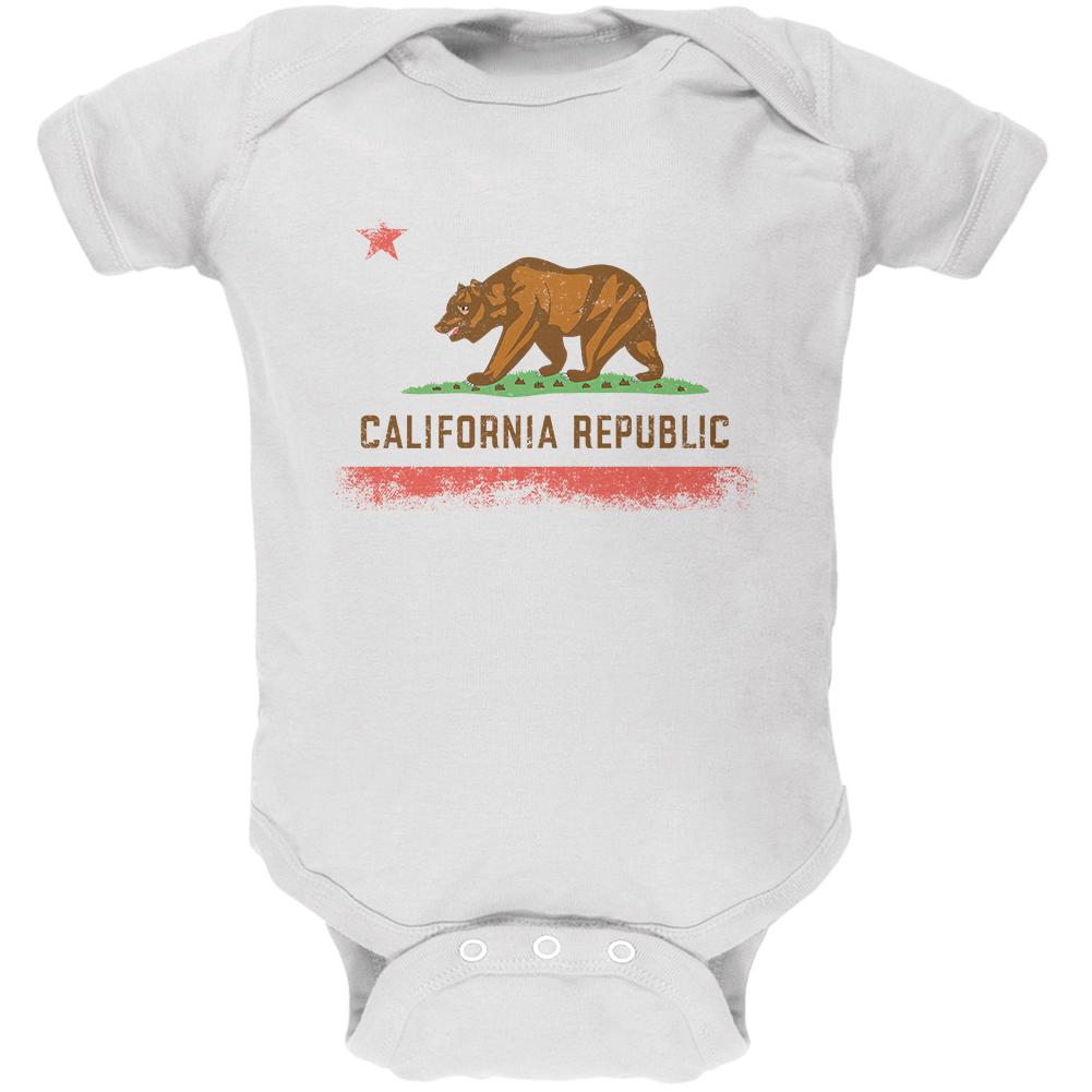 Born and Raised California State Flag Soft Baby One Piece Baby One Piece Old Glory 0-3M White