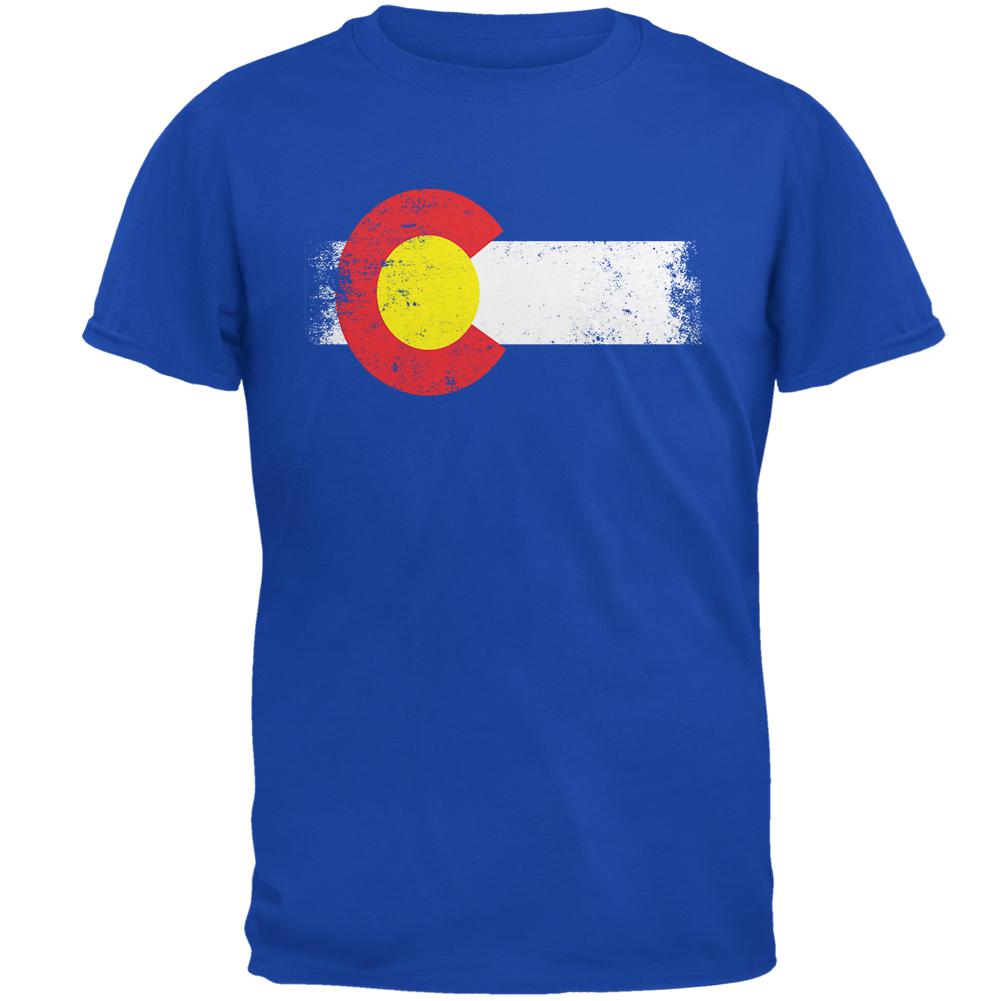 Born and Raised Colorado State Flag Mens Soft T Shirt Men's T-Shirts Old Glory 2XL Royal