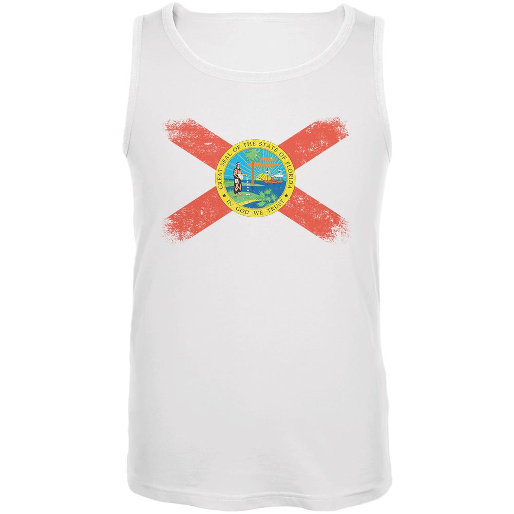 Born and Raised Florida State Flag Mens Tank Top Men's Tank Tops Old Glory 2XL White